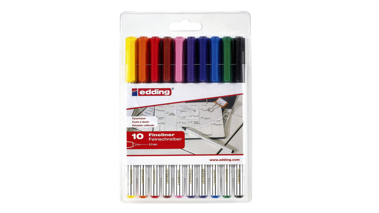 Fineliner Edding 89/10 fijn assorti blister à 10 stuks