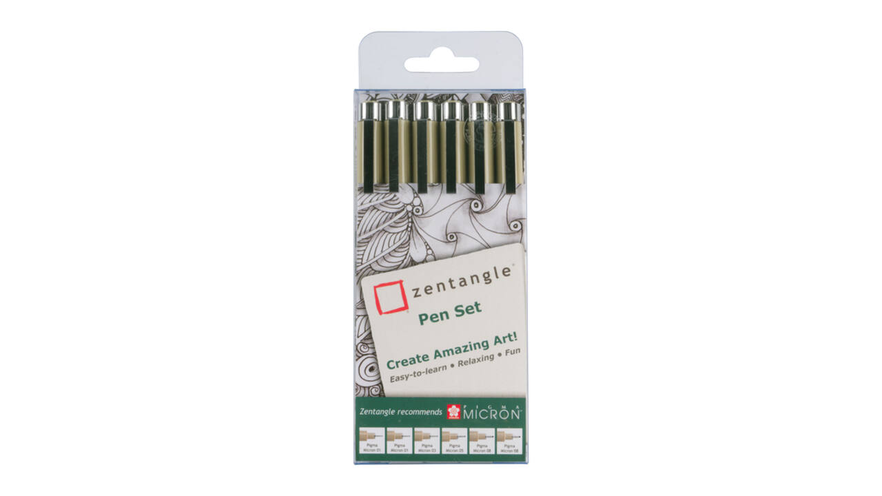 Tekenset Sakura Zentangle set à 6 pennen zwart