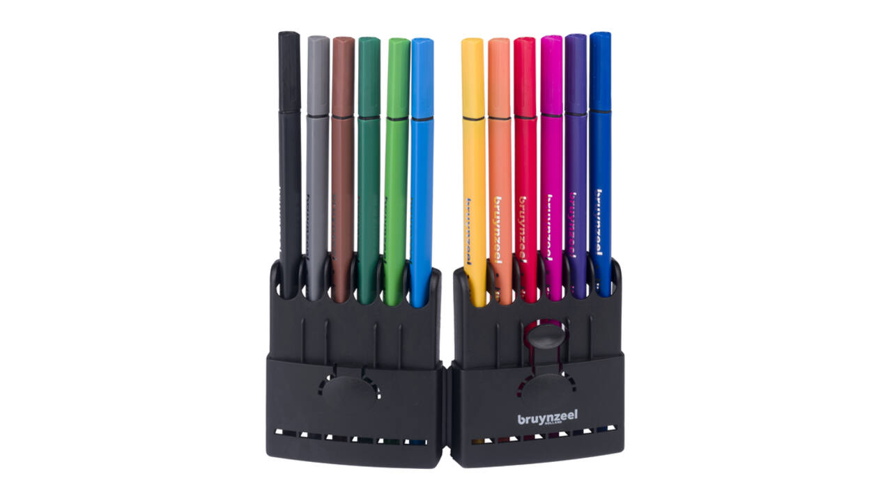 Fineliner Bruynzeel Teens assorti etui à 12 stuks