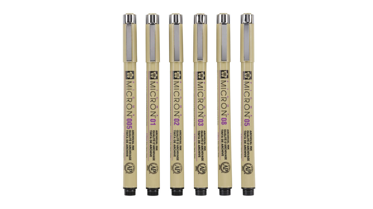 Fineliner Sakura Pigma Micron set à 6 schrijfbreedtes zwart