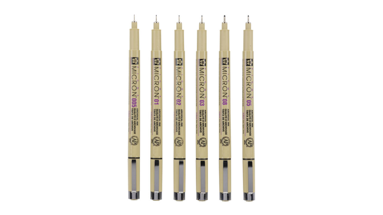 Fineliner Sakura Pigma Micron set à 6 schrijfbreedtes zwart
