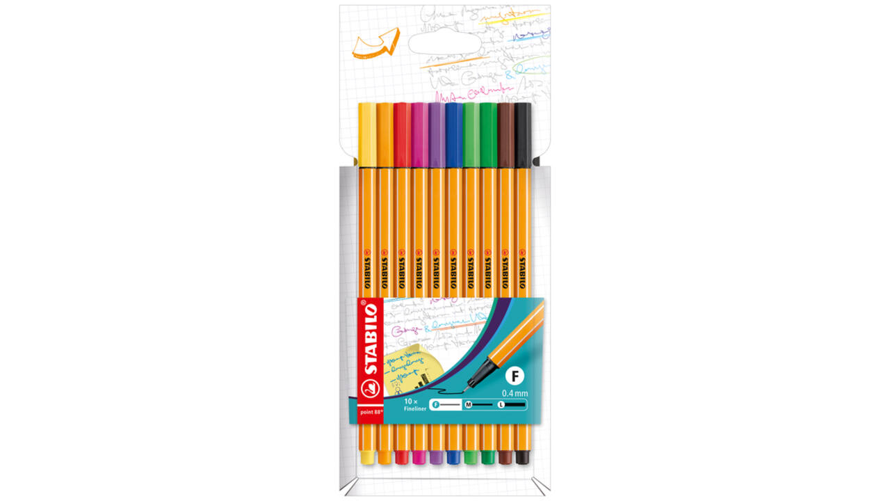 Fineliner STABILO point 88/10 fijn assorti 10 stuks