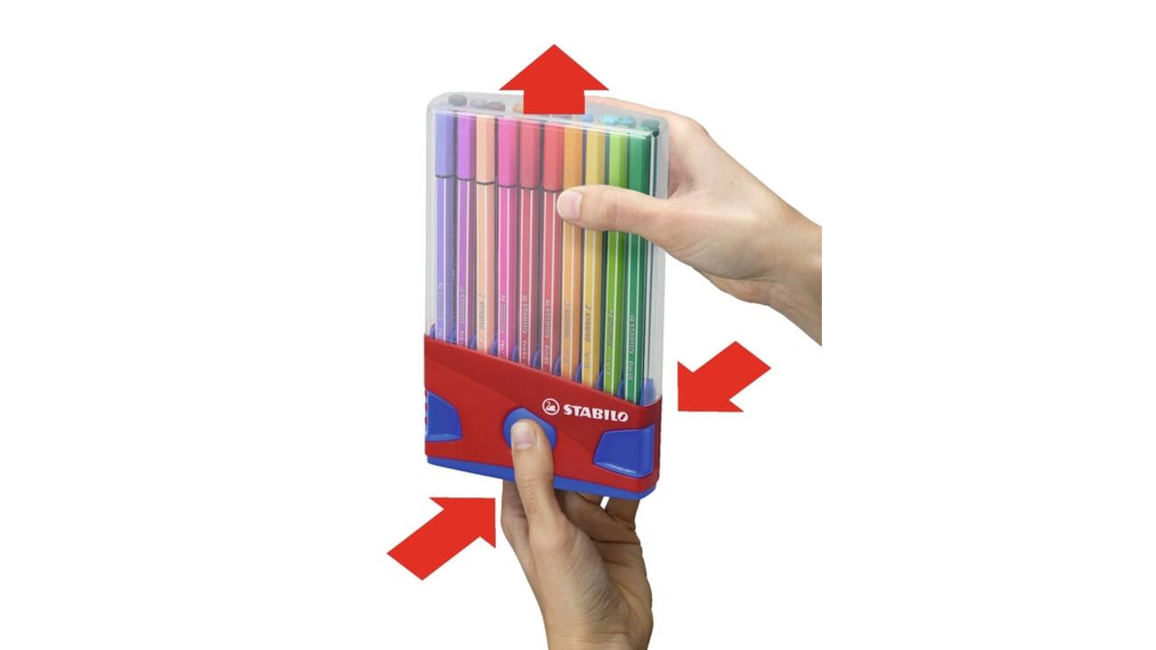 Viltstift STABILO Pen 68/20 ColorParade in rood/blauw etui M ass 20st