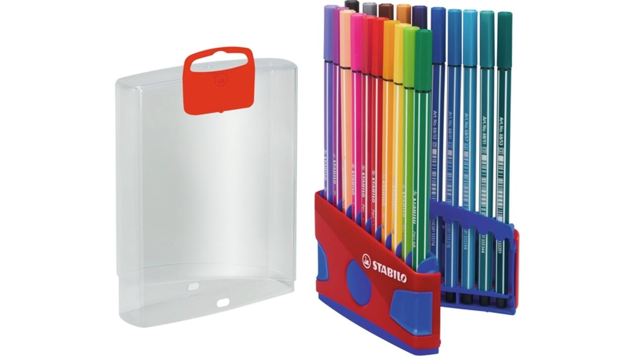 Viltstift STABILO Pen 68/20 ColorParade in rood/blauw etui M ass 20st
