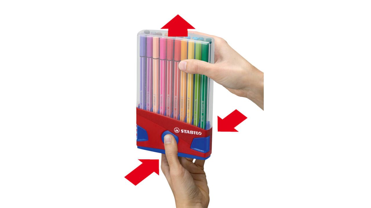 Viltstift STABILO Pen 68/20 ColorParade in rood/blauw etui M ass 20st