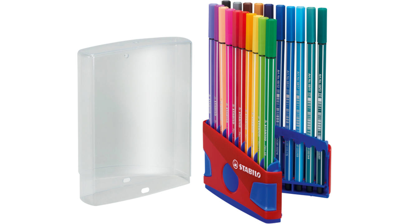 Viltstift STABILO Pen 68/20 ColorParade in rood/blauw etui M ass 20st
