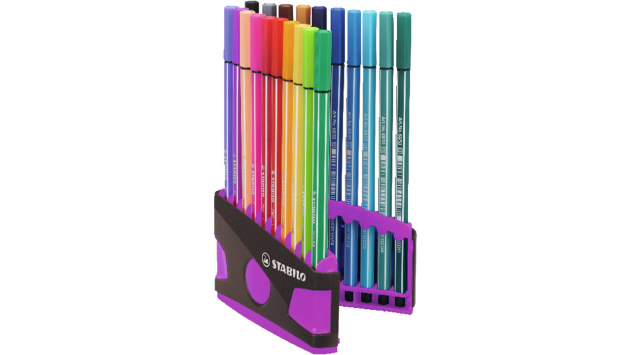 Viltstift  STABILO Pen 68/20 ColorParade in antr/roze etui M ass 20st