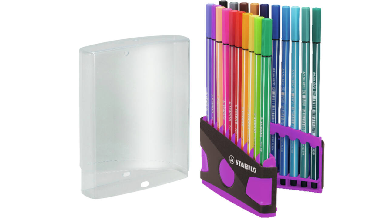 Viltstift  STABILO Pen 68/20 ColorParade in antr/roze etui M ass 20st