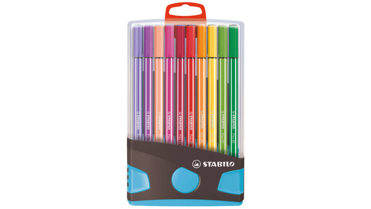 Viltstift  STABILO Pen 68/20 ColorParade in antr/turq etui M ass 20st