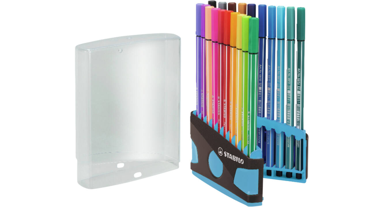Viltstift  STABILO Pen 68/20 ColorParade in antr/turq etui M ass 20st