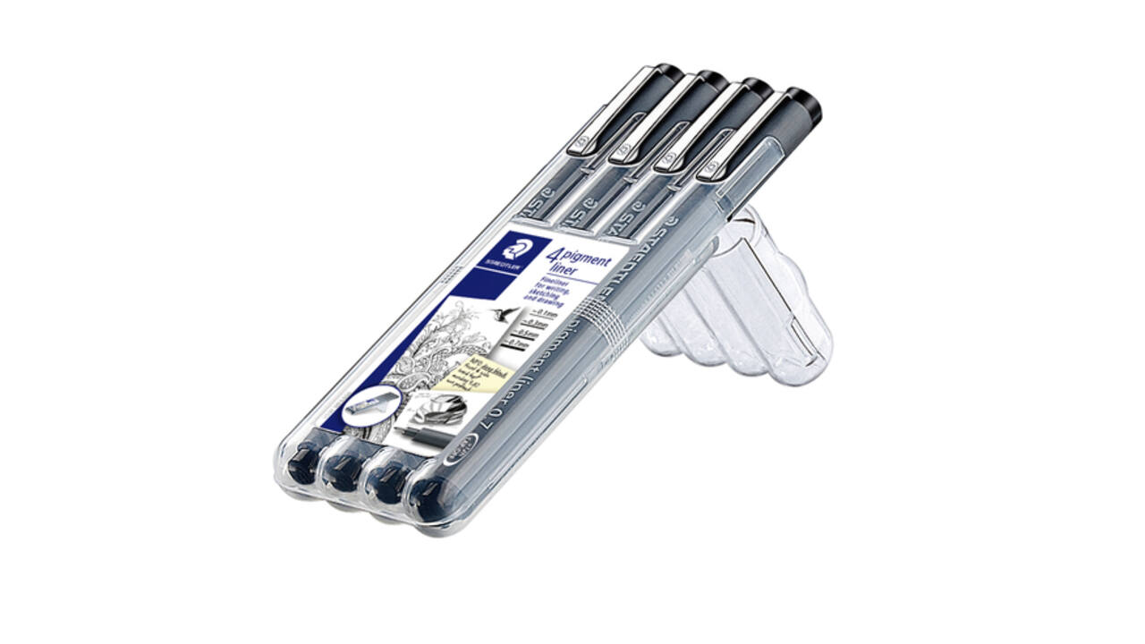 Fineliner Staedtler Pigment 308 zwart set 4 stuks