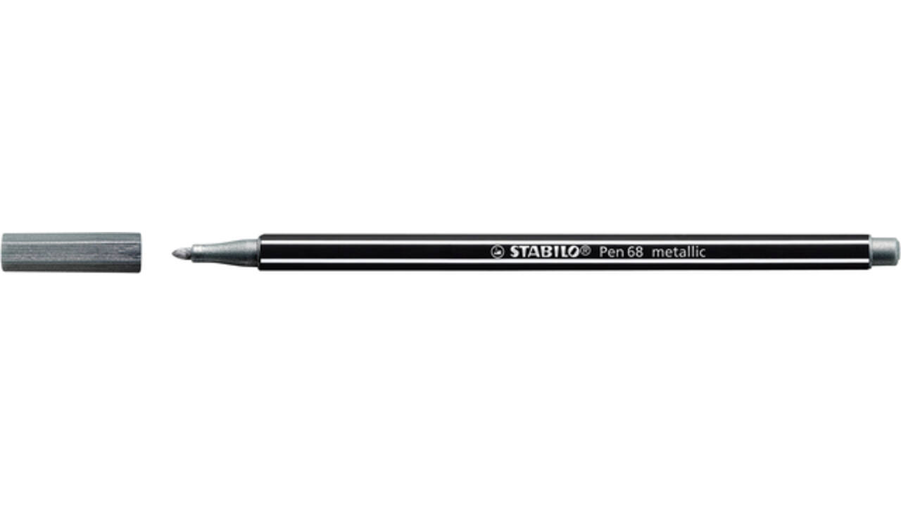 Viltstift STABILO Pen 68/805 medium metallic zilver
