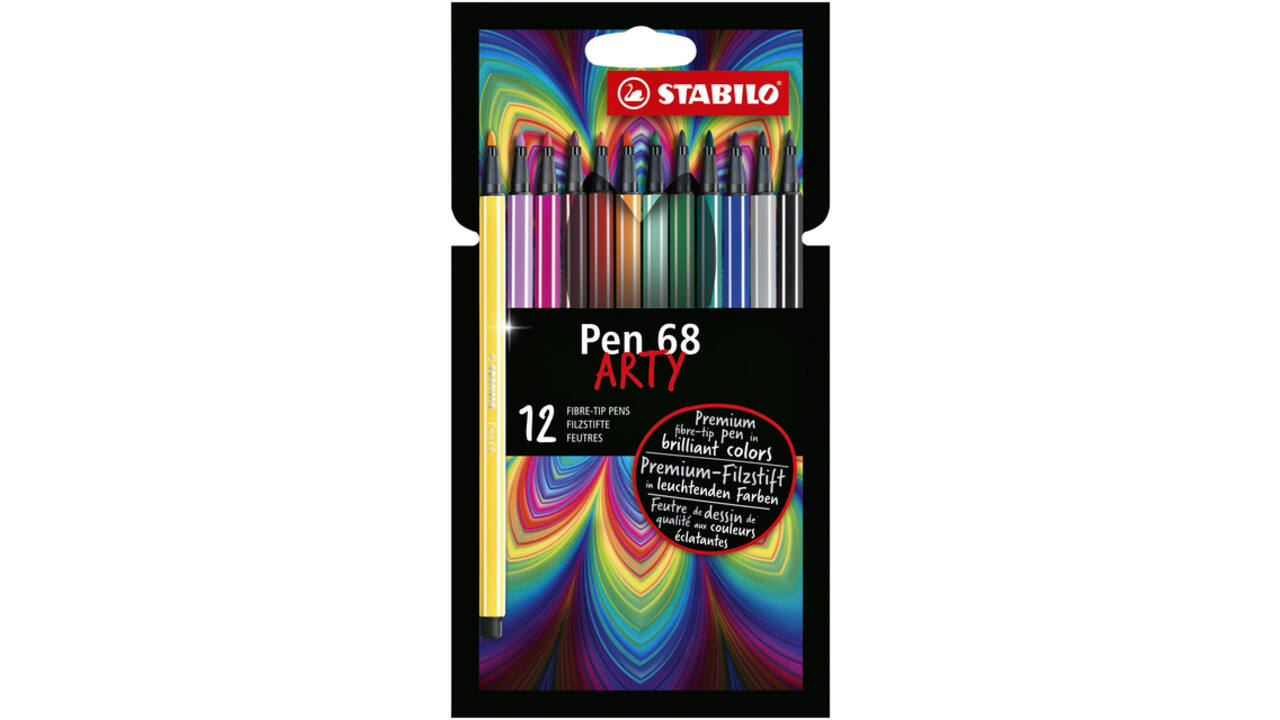 Viltstift STABILO Pen 68/12 Arty medium assorti etui à 12 stuks