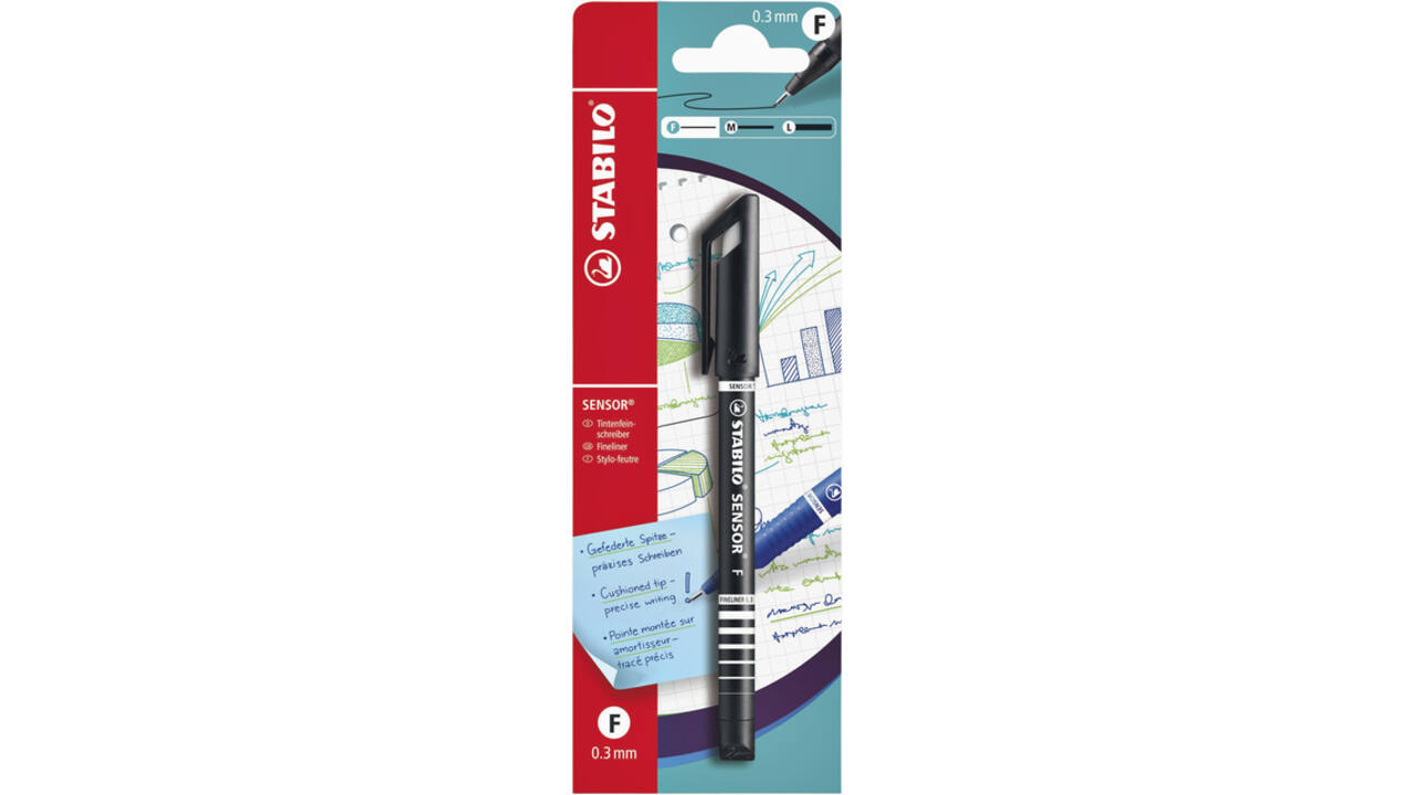 Fineliner STABILO Sensor 10198 fijn zwart blister à 1 stuk