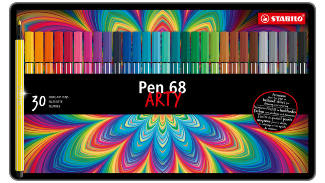 Viltstift STABILO Pen 68/30 Arty medium assorti blik à 30 stuks