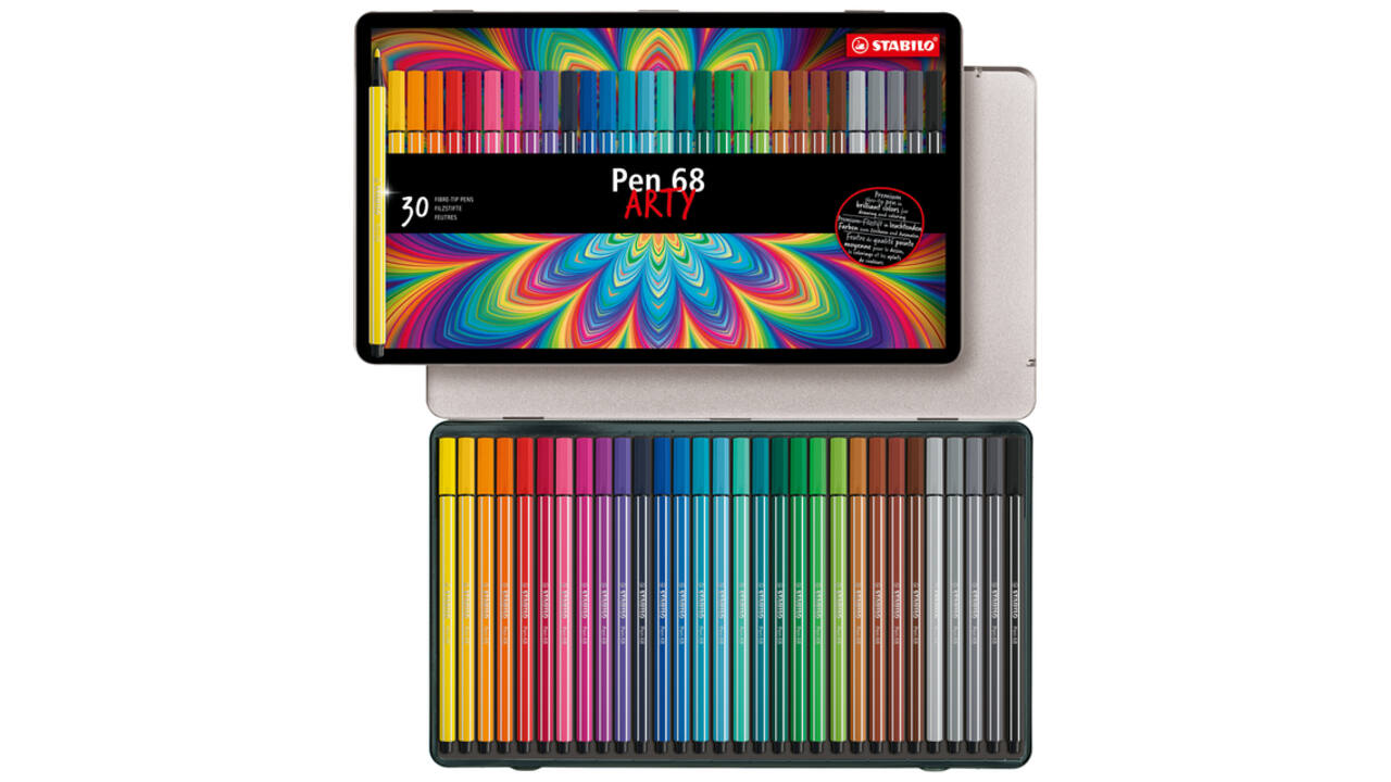 Viltstift STABILO Pen 68/30 Arty medium assorti blik à 30 stuks