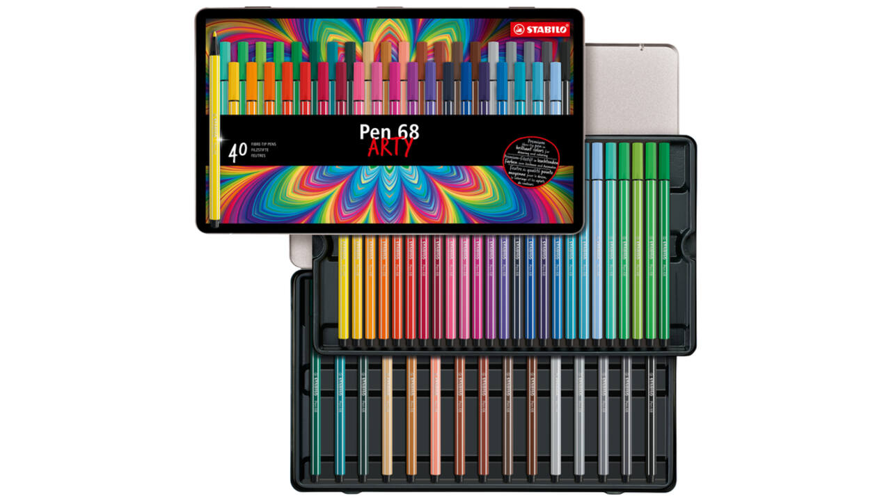 Viltstift STABILO Pen 68/40 Arty medium assorti blik à 40 stuks