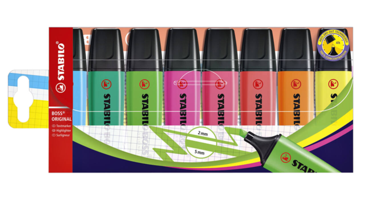 Markeerstift STABILO BOSS Original 70/8 assorti etui à 8 stuks
