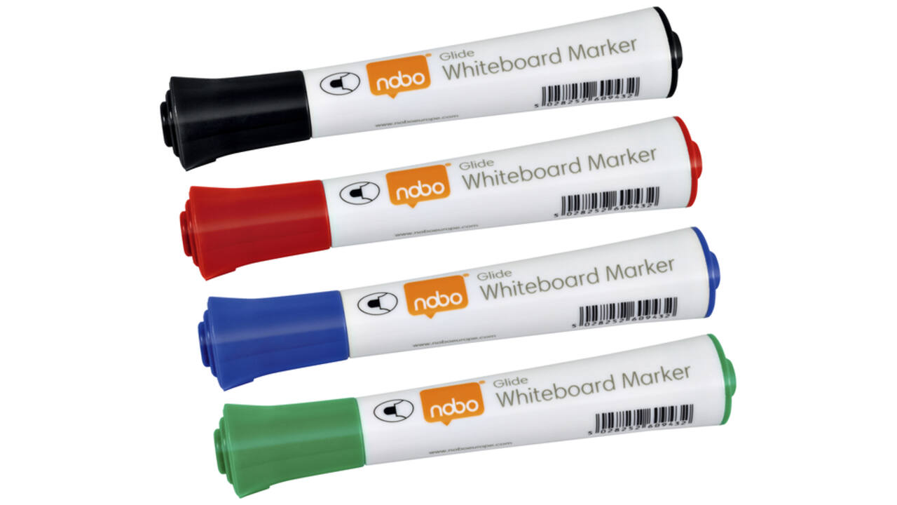 Whiteboardmarker Nobo Glide rond assorti 3mm 4st