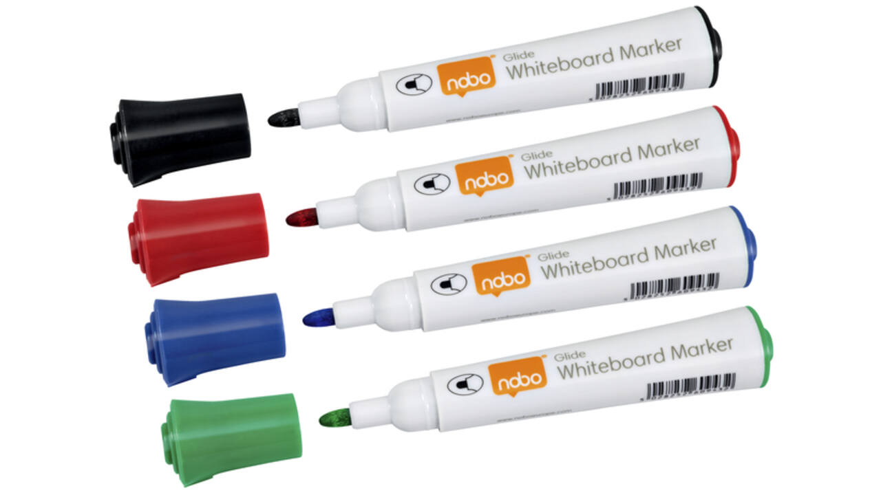 Whiteboardmarker Nobo Glide rond assorti 3mm 4st