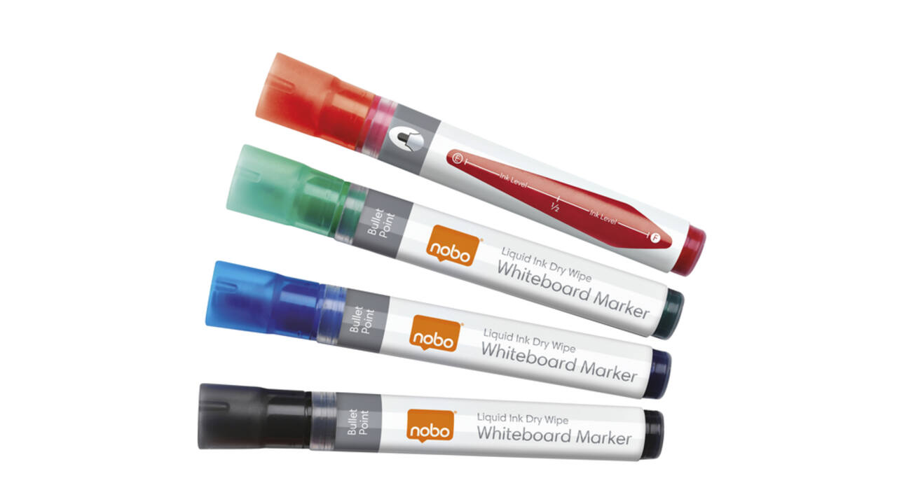 Whiteboardmarker Nobo Liquid ink rond assorti 3mm 4st