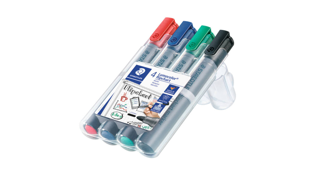 Viltstift Staedtler 356 voor flipover rond 2mm 4 stuks assor