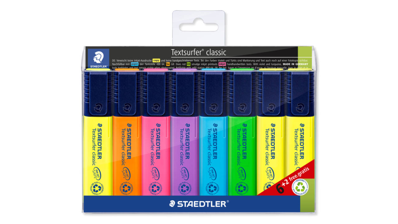 Markeerstift Staedtler 364 Textsurfer assorti 6 stuks + 2 geel gratis