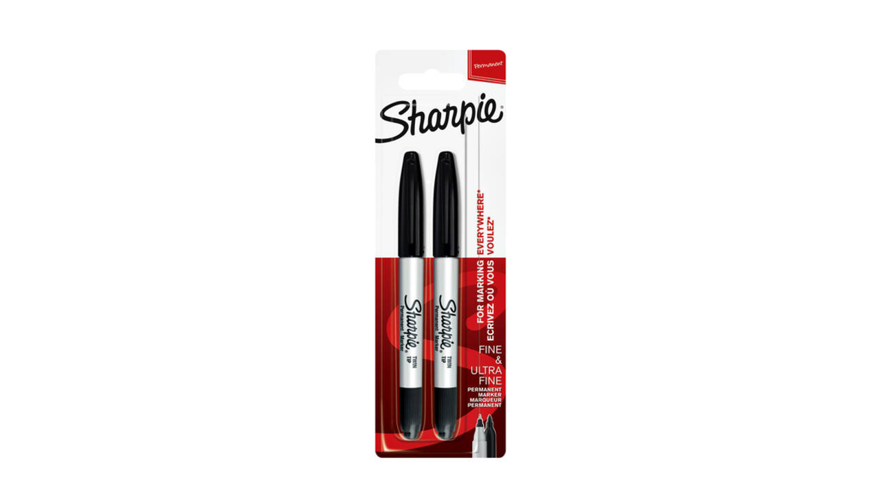 Viltstift Sharpie rond Twin tip ultra fijn & fijn zwart 2 stuks