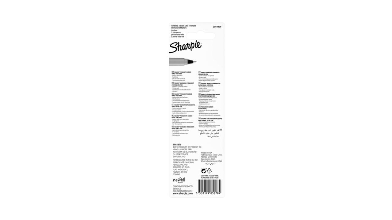 Viltstift Sharpie rond ultra fijn zwart blister à 2 stuks