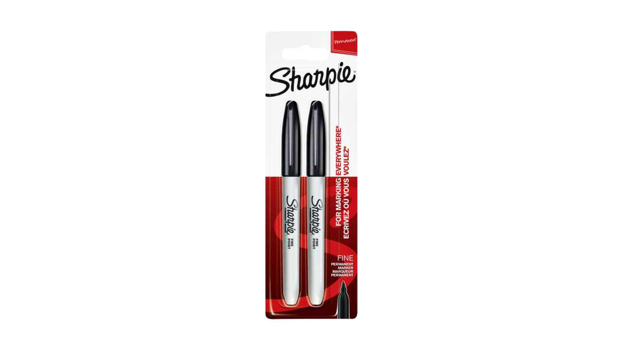 Viltstift Sharpie rond fijn zwart blister à 2 stuks