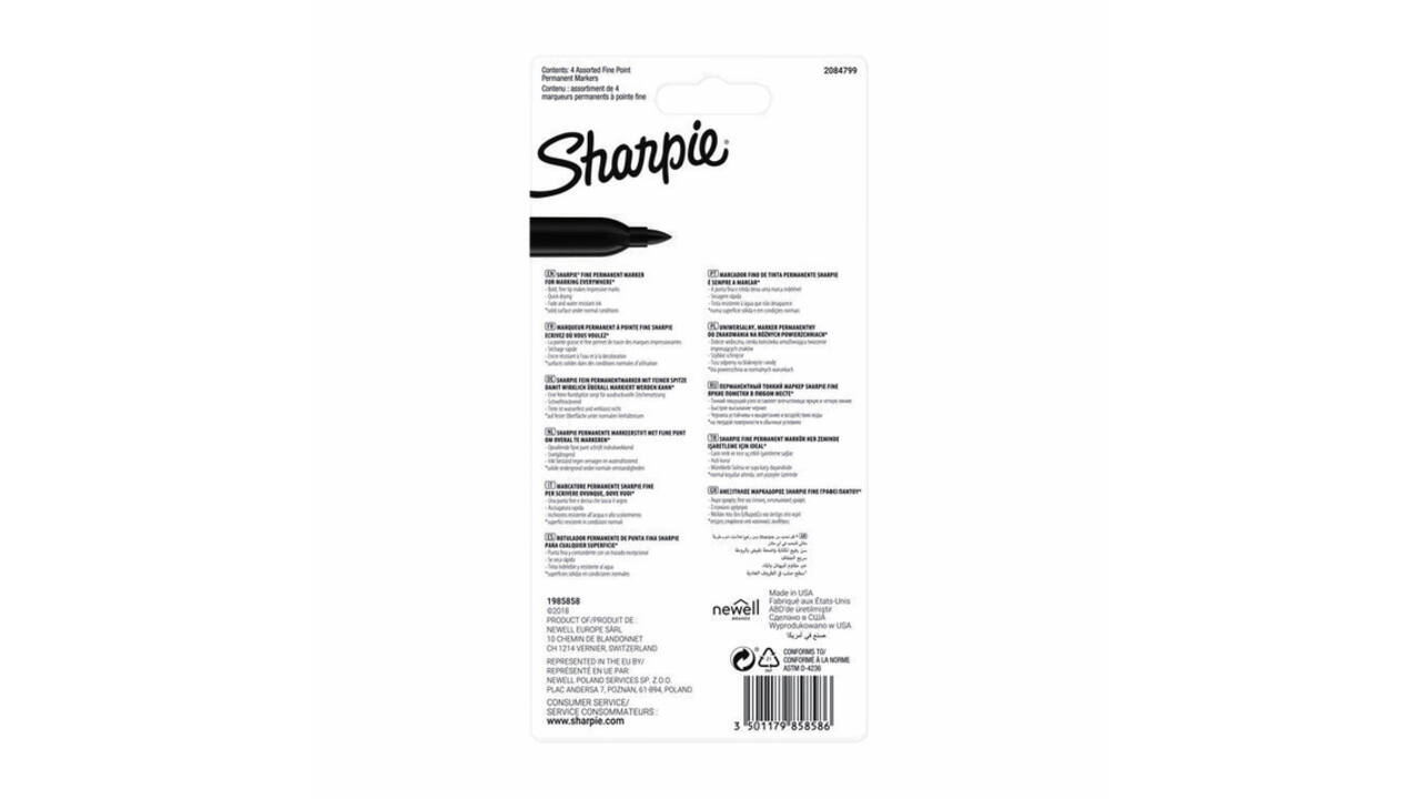 Viltstift Sharpie rond fine assorti blister à 4 stuks