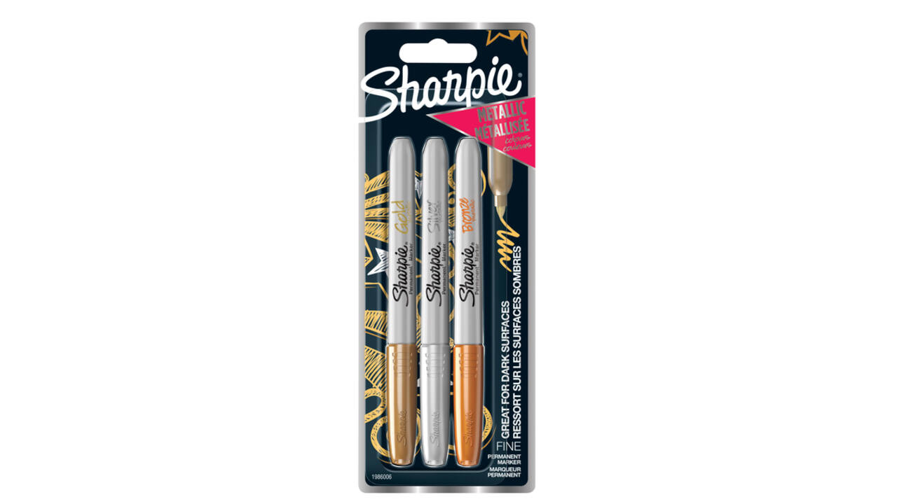 Viltstift Sharpie rond fijn metallic assorti blister à 3 stuks