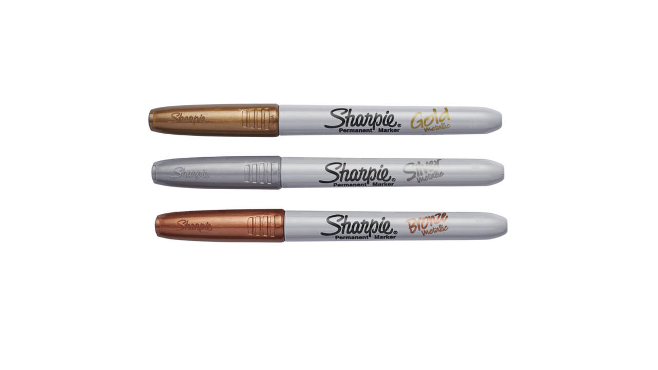 Viltstift Sharpie rond fijn metallic assorti blister à 3 stuks