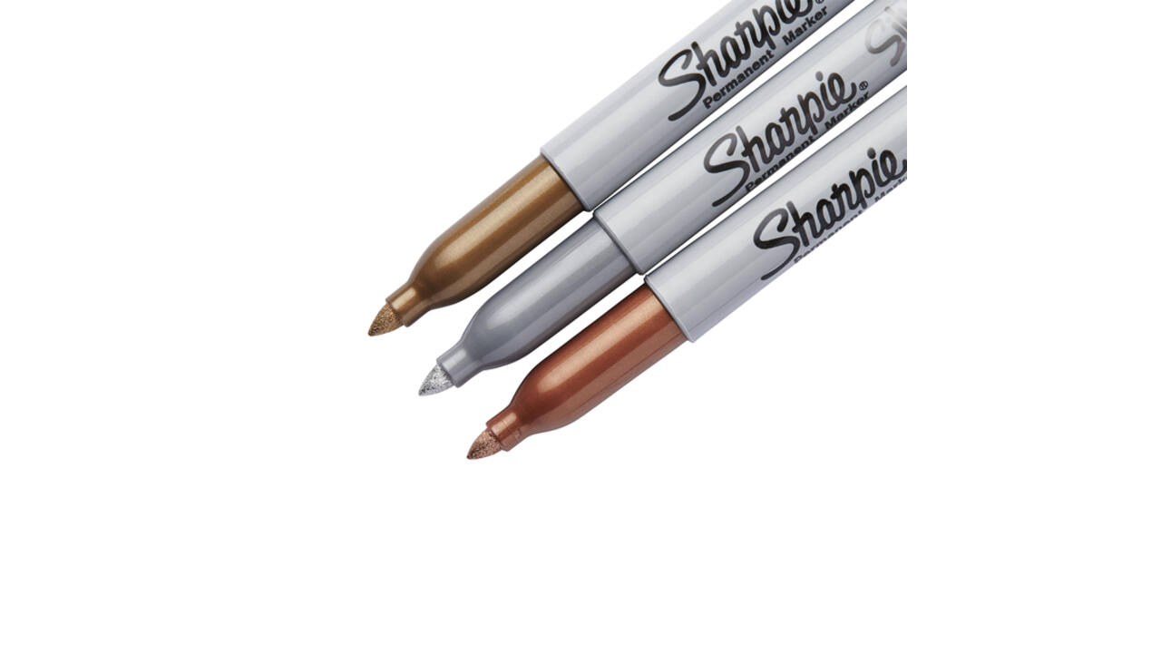Viltstift Sharpie rond fijn metallic assorti blister à 3 stuks