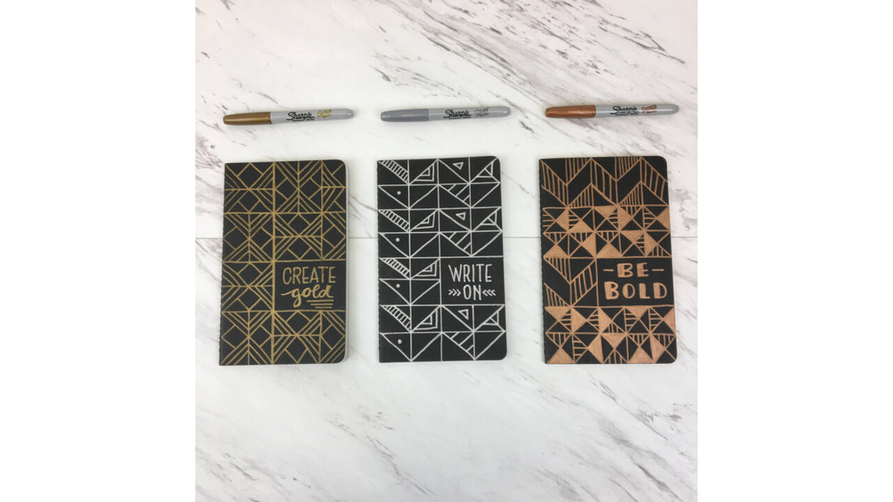 Viltstift Sharpie rond fijn metallic assorti blister à 3 stuks