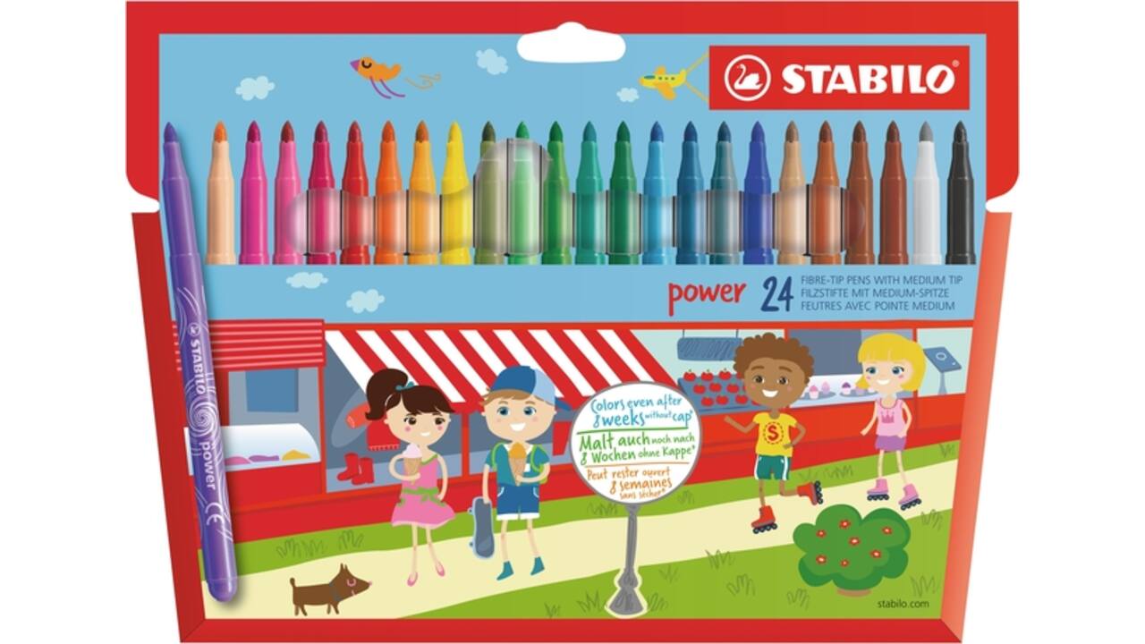 Viltstift STABILO power 280/24 assorti etui à 24 stuks