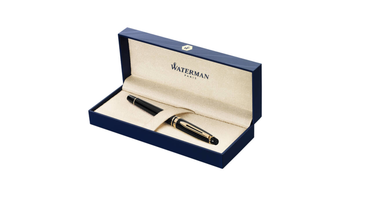 Rollerpen Waterman Expert black lacquer GT fijn