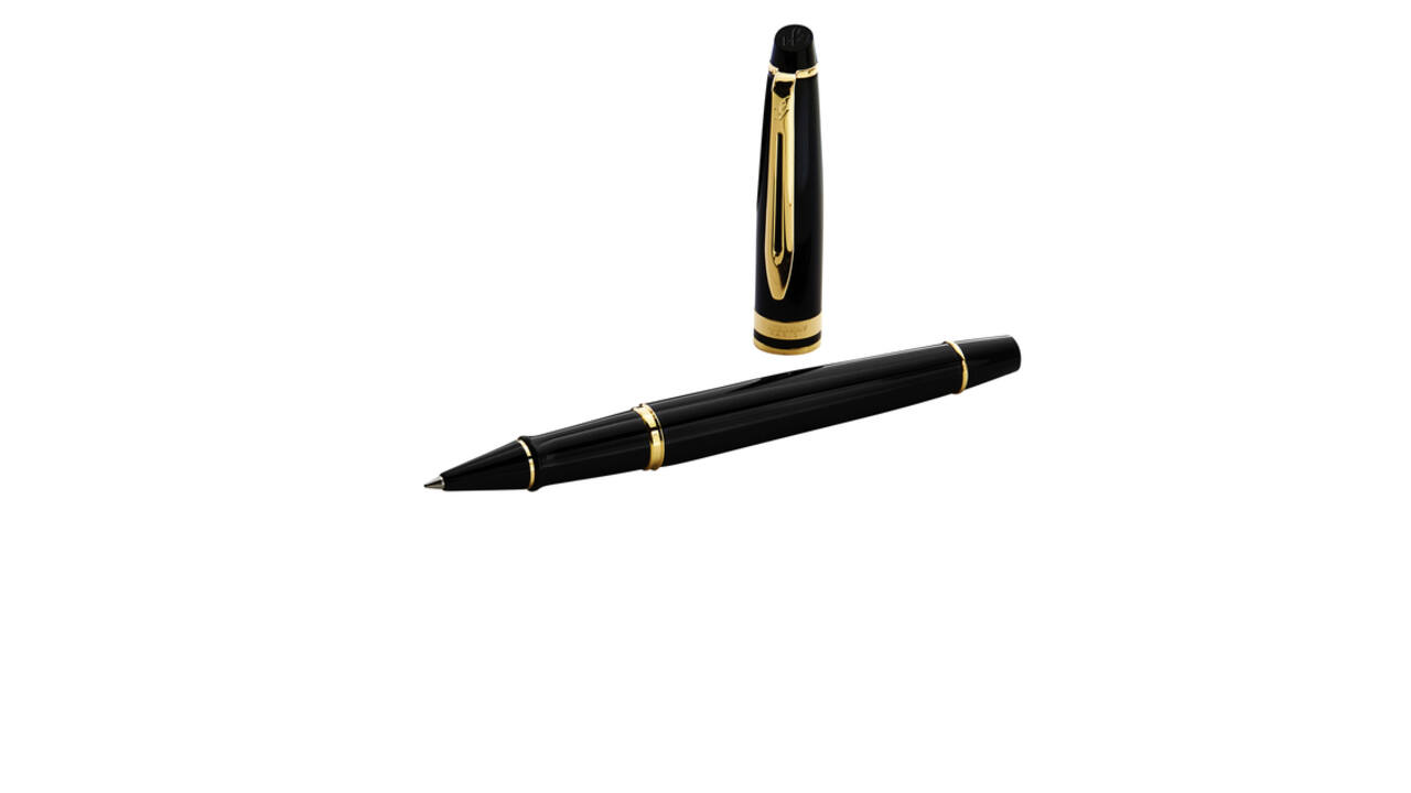 Rollerpen Waterman Expert black lacquer GT fijn