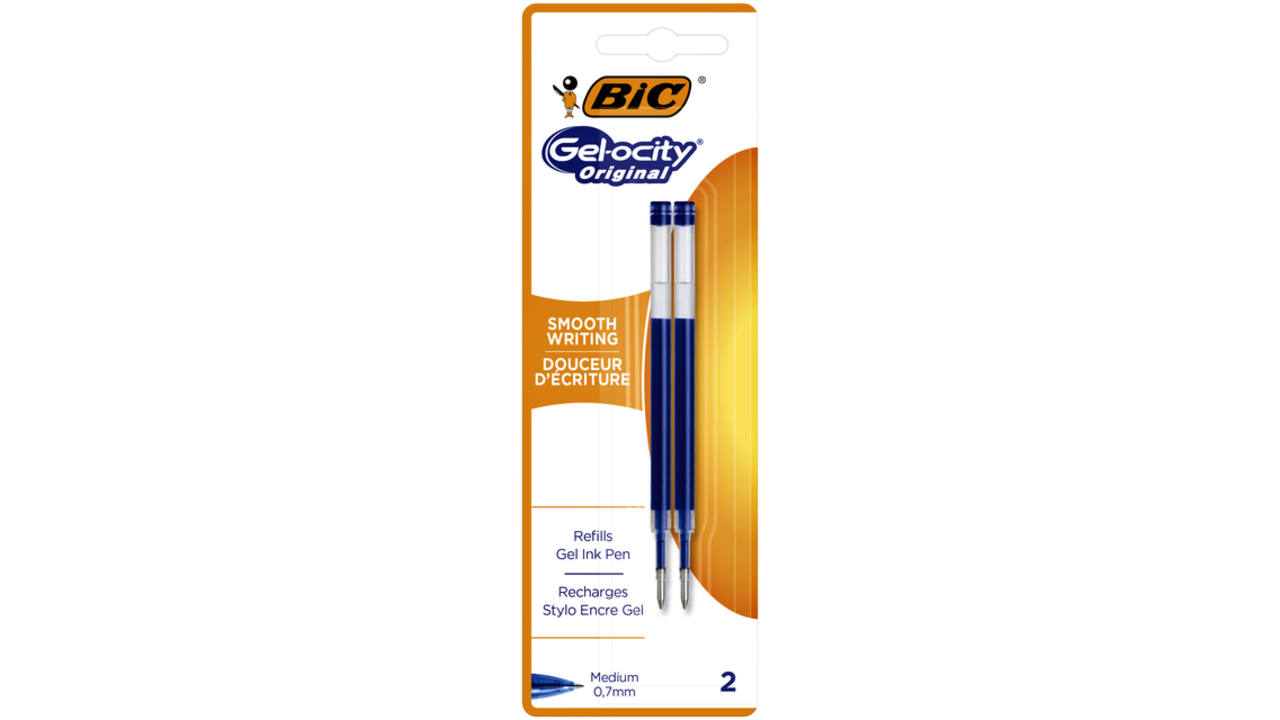Gelschrijvervulling Bic voor diverse gelpennen M blauw blister à 2st