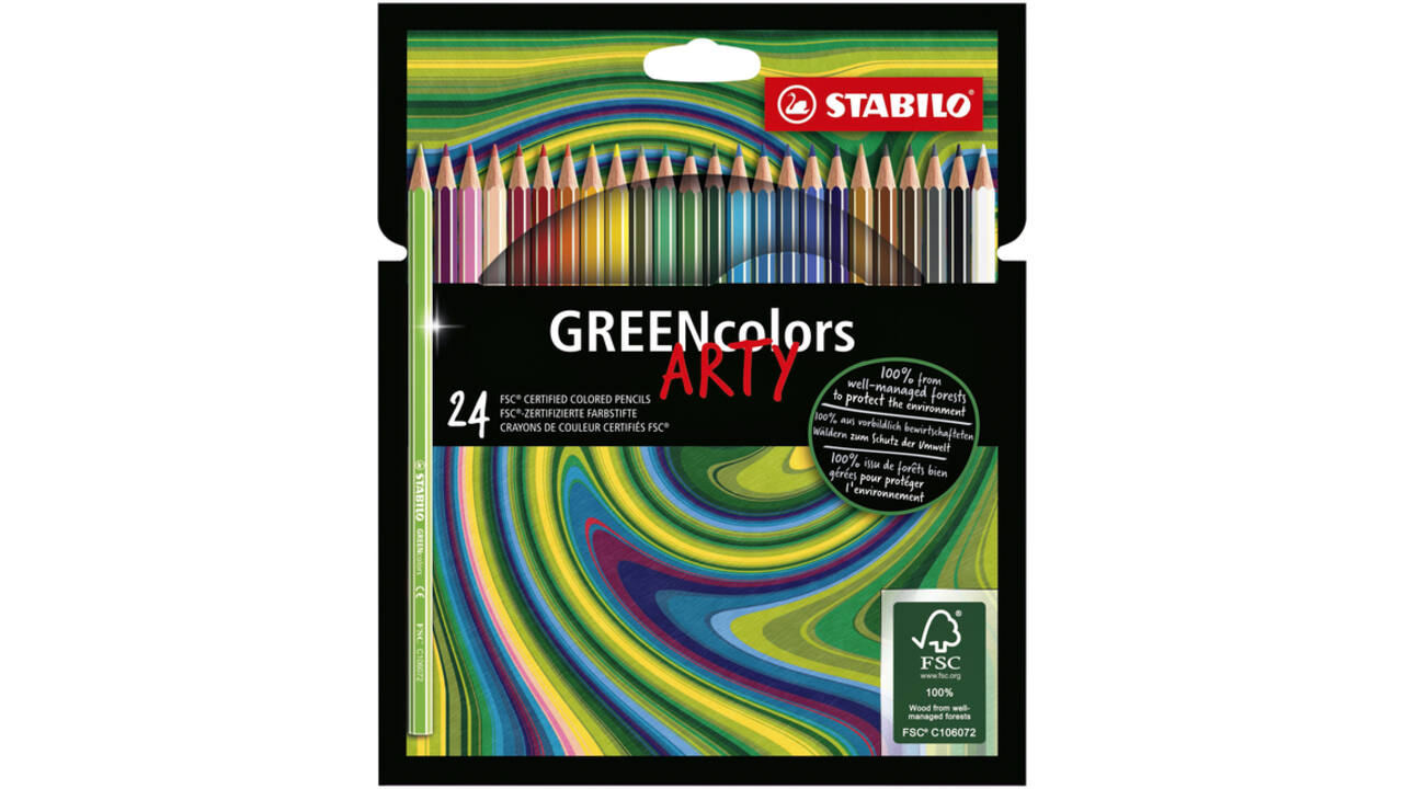 Kleurpotloden STABILO 6019 GREENcolors Arty assorti etui à 24 stuks