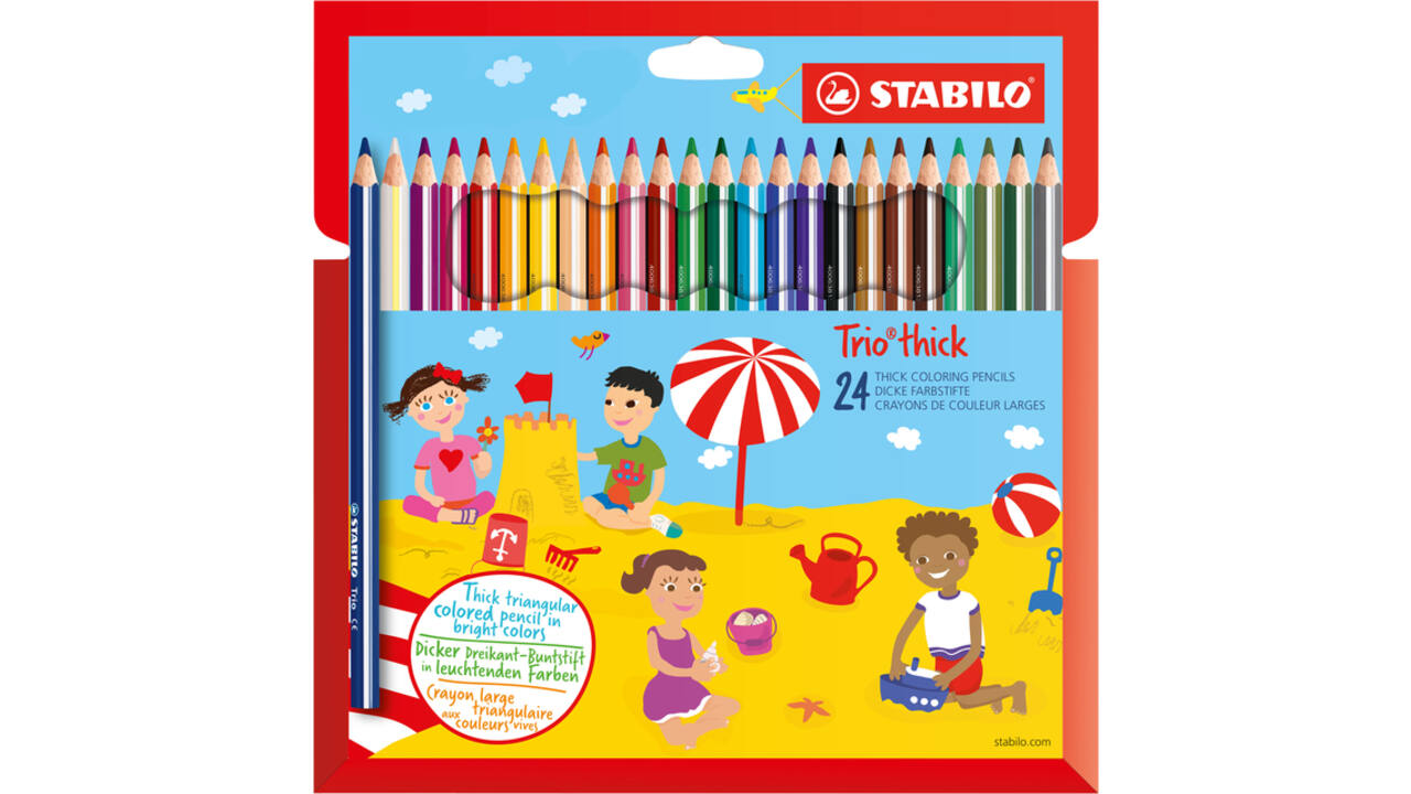 Kleurpotloden STABILO 203 Trio dik assorti blister à 24 stuks