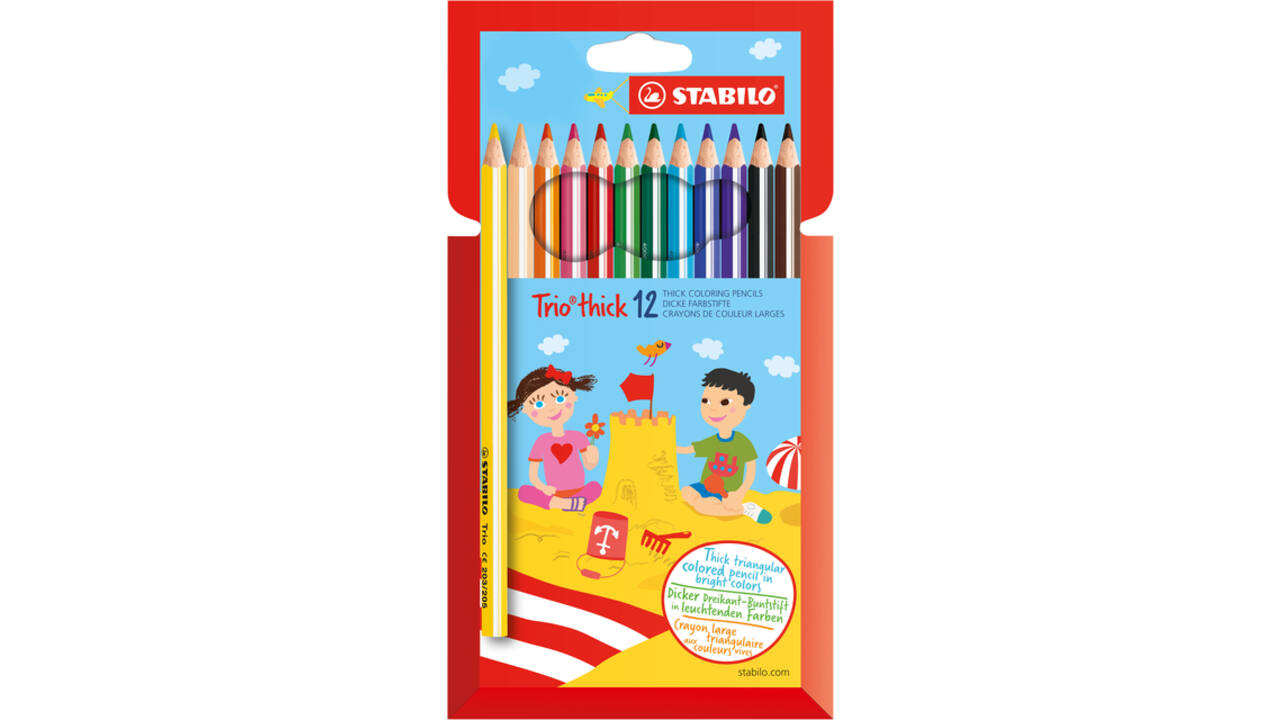 Kleurpotloden STABILO 203 Trio dik assorti kartonnen etui à 12 stuks
