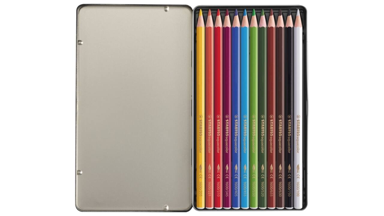 Kleurpotloden STABILO 1612 aquacolor assorti blik à 12 stuks