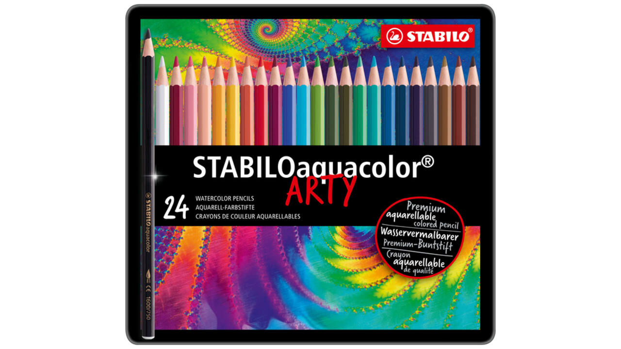 Kleurpotloden STABILO 1624 aquacolor assorti blik à 24 stuks