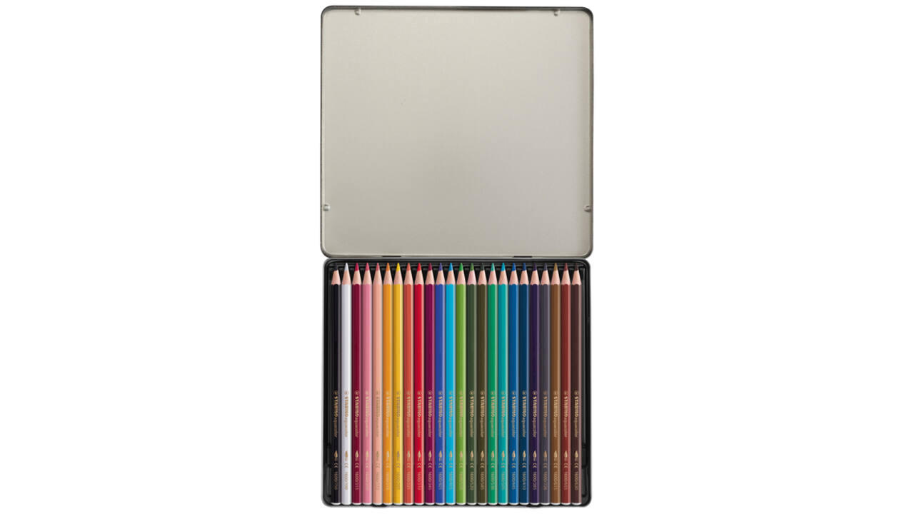 Kleurpotloden STABILO 1624 aquacolor assorti blik à 24 stuks