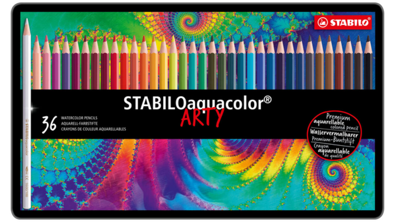 Kleurpotloden STABILO 1636 aquacolor assorti blik à 36 stuks