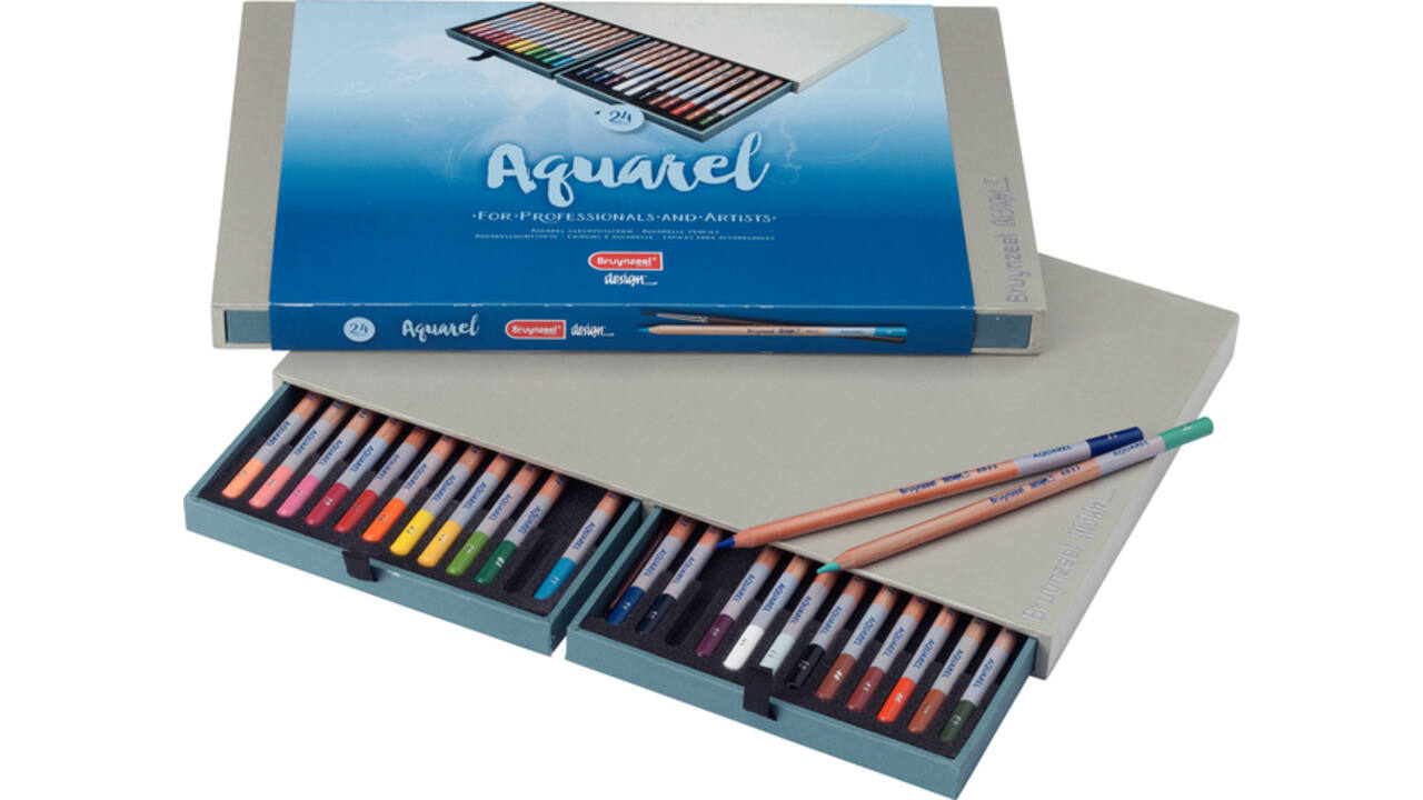 Kleurpotloden Bruynzeel Design met luxe bewaardoos aquarel ass 24st