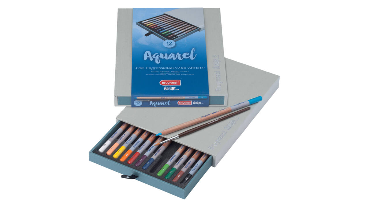 Kleurpotloden Bruynzeel Design met luxe bewaardoos aquarel ass 12st
