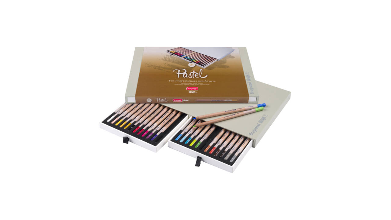 Pastelpotlood Bruynzeel Design met luxe bewaardoos assorti 24 stuks