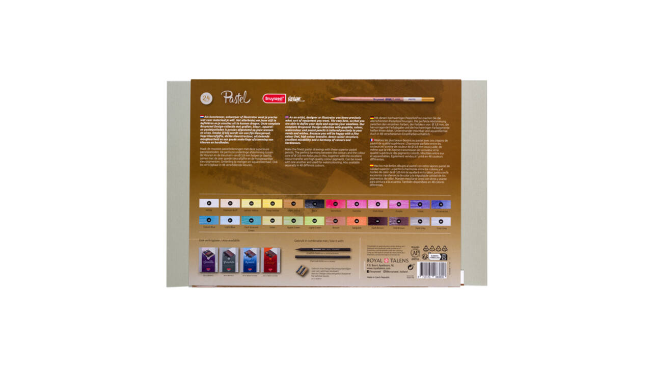 Pastelpotlood Bruynzeel Design met luxe bewaardoos assorti 24 stuks